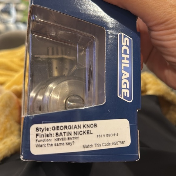 Silver Keyed Entry Door Knob Schlage Georgian Knob Satin Finish new lock - Picture 3 of 4